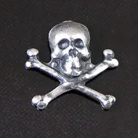 13mm Jolly Roger Skull and Cross bones Charm, Classic Silver, pack of 6