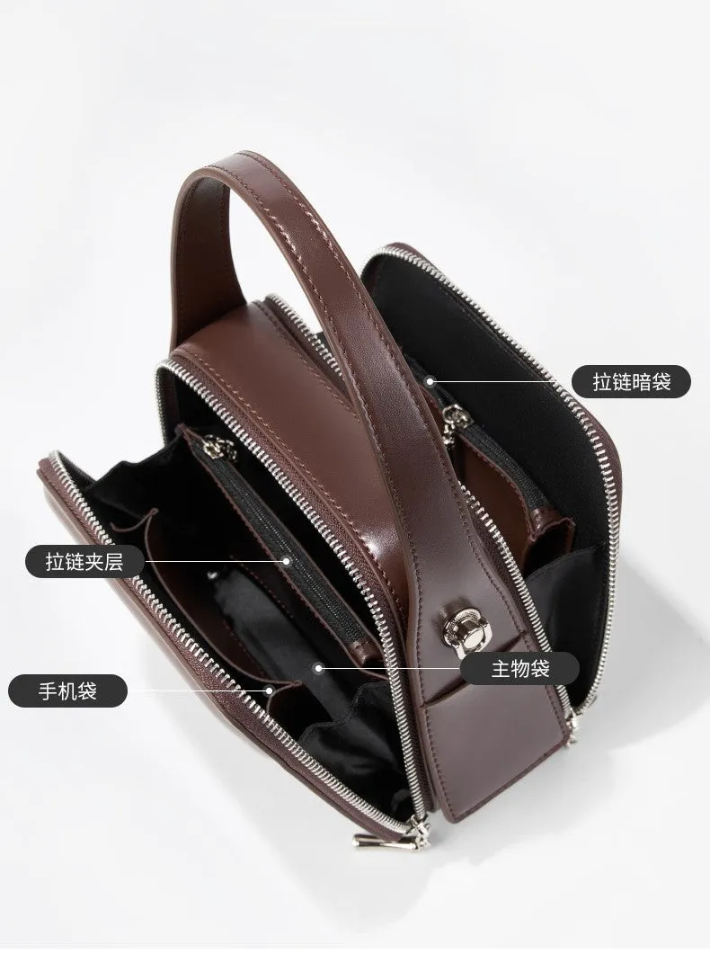 17CM leather design hanging ear series commuting eaves handbag 2939 black