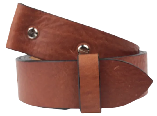 2 Inch Wide (50mm) Dark Tan Full Grain Leather Belt Strap Made to Measure Chicago Screws