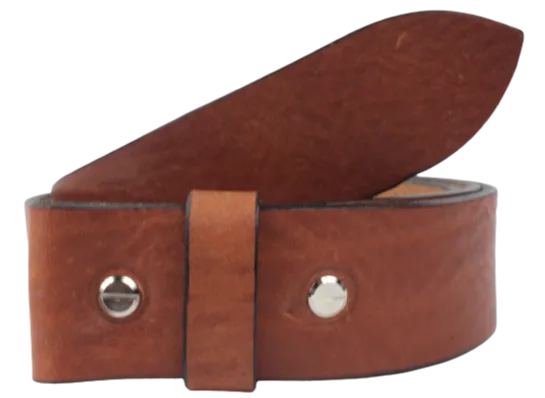 2 Inch Wide (50mm) Dark Tan Full Grain Leather Belt Strap Made to Measure Chicago Screws