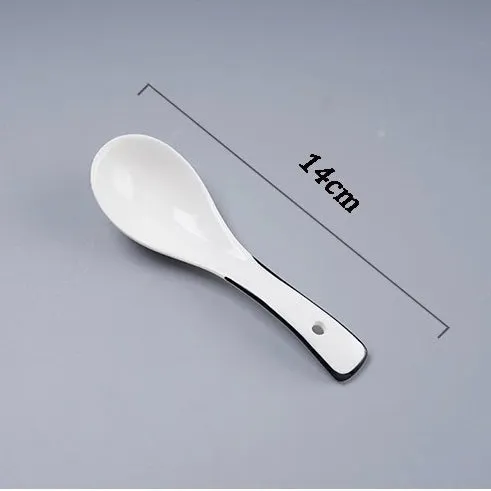 6 Pcs Porcelain White Ceramic Chinese  Soup Spoon | Tableware