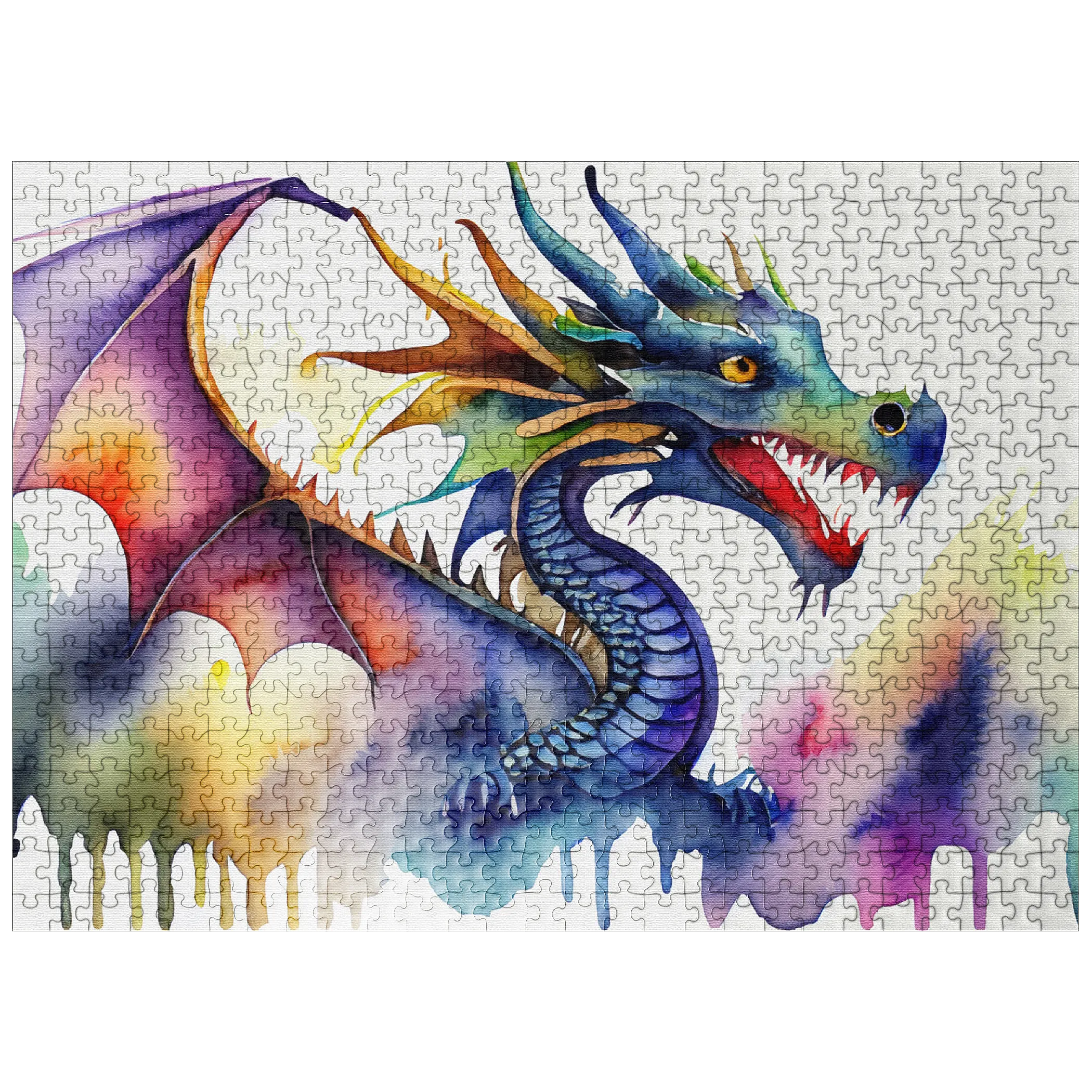 Abstract Watercolor Dragon Rainbow Fantasy Canvas