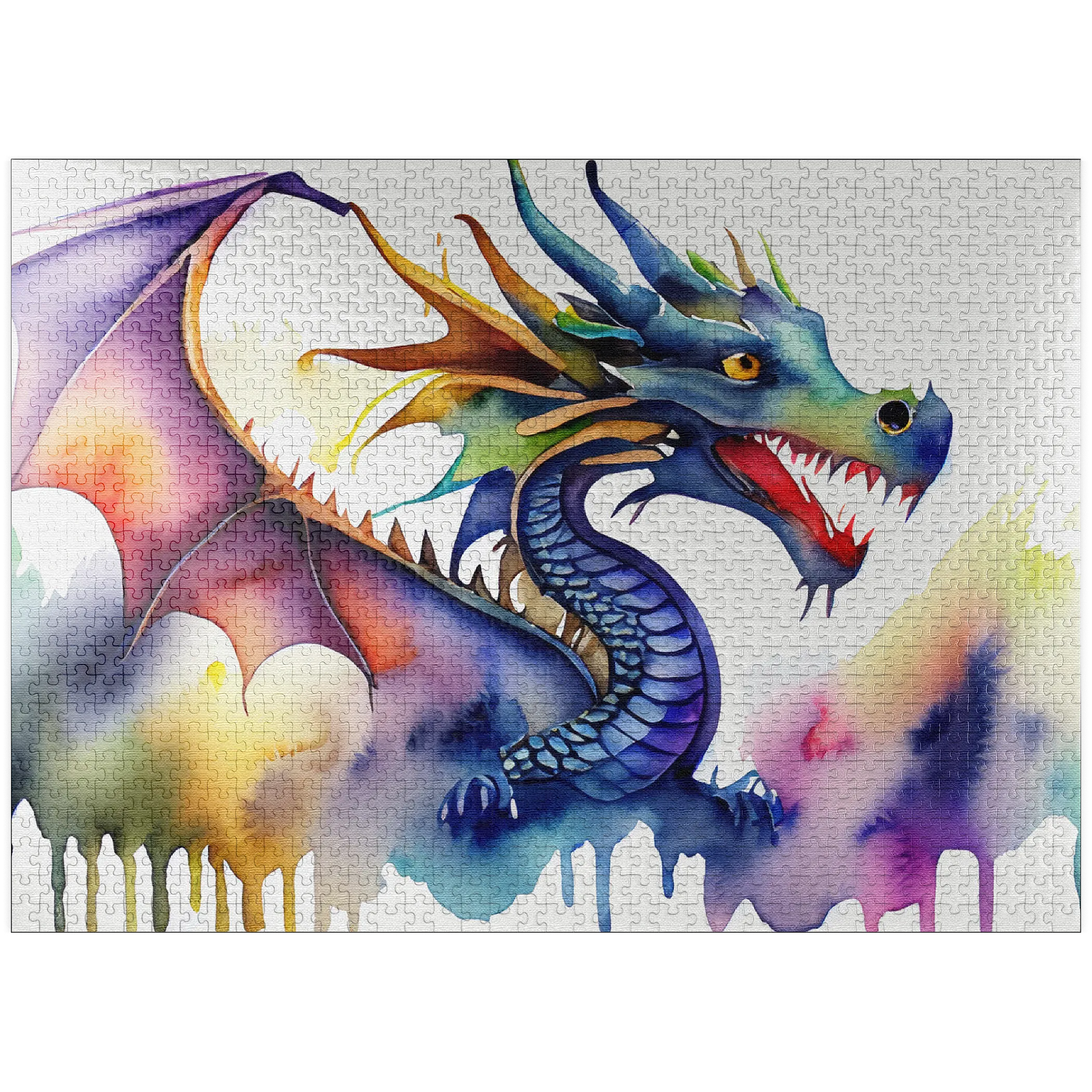 Abstract Watercolor Dragon Rainbow Fantasy Canvas