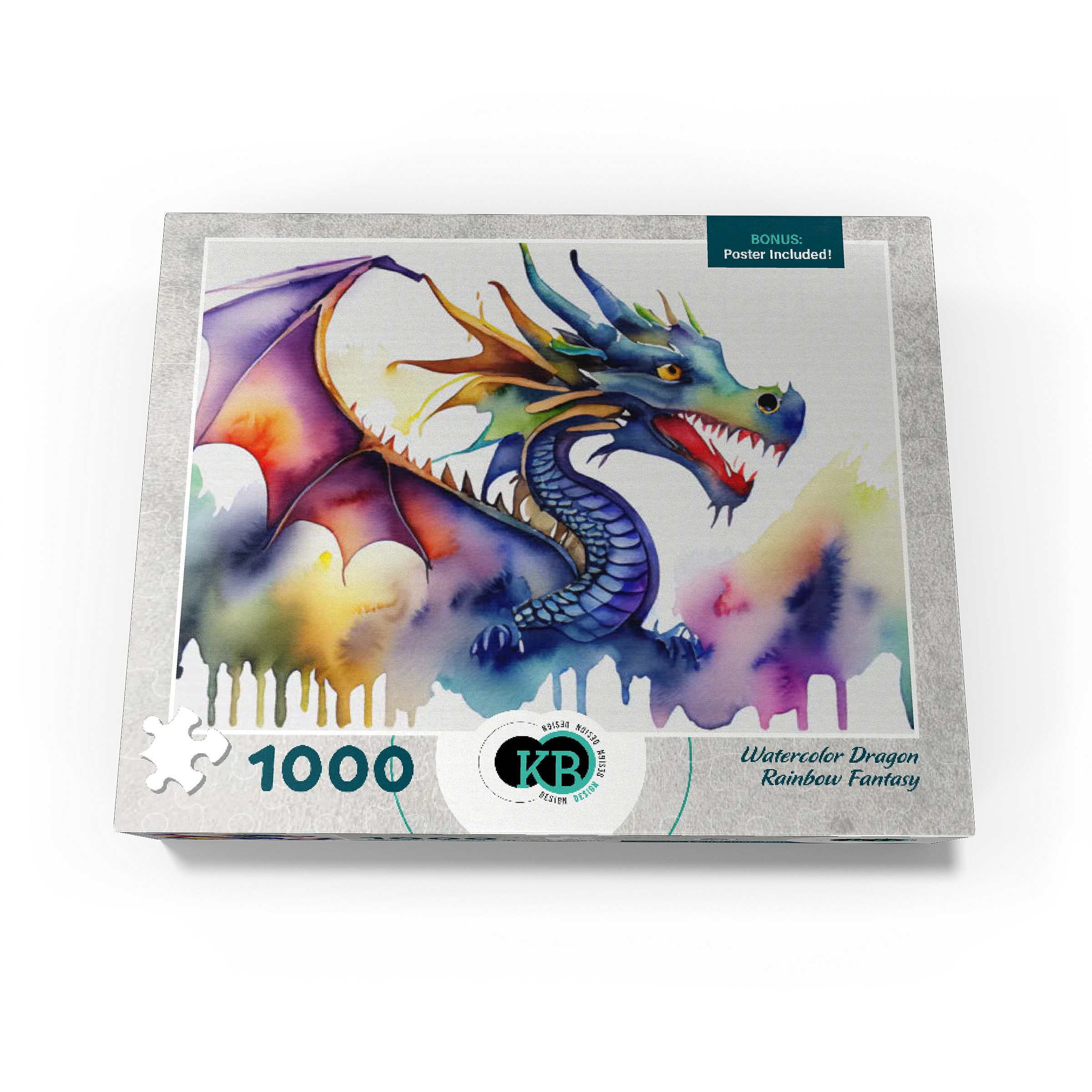 Abstract Watercolor Dragon Rainbow Fantasy Canvas