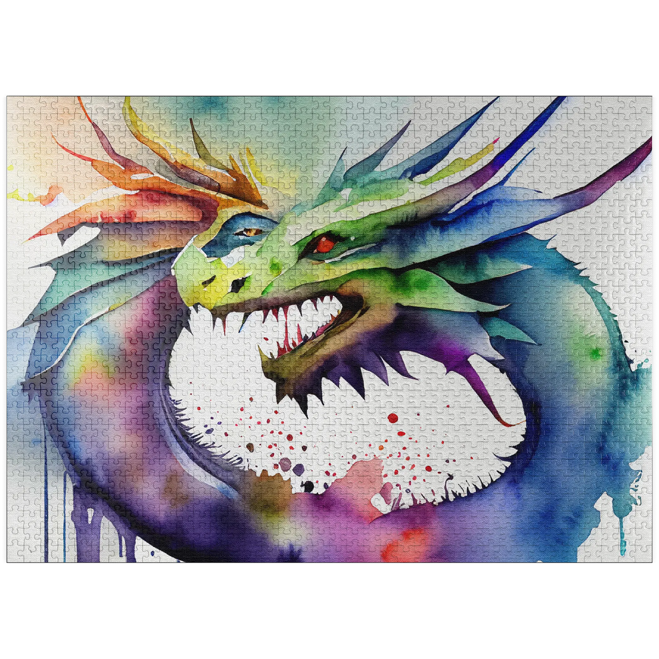 Abstract Watercolor Dragon Twin Flames Fantasy Canvas