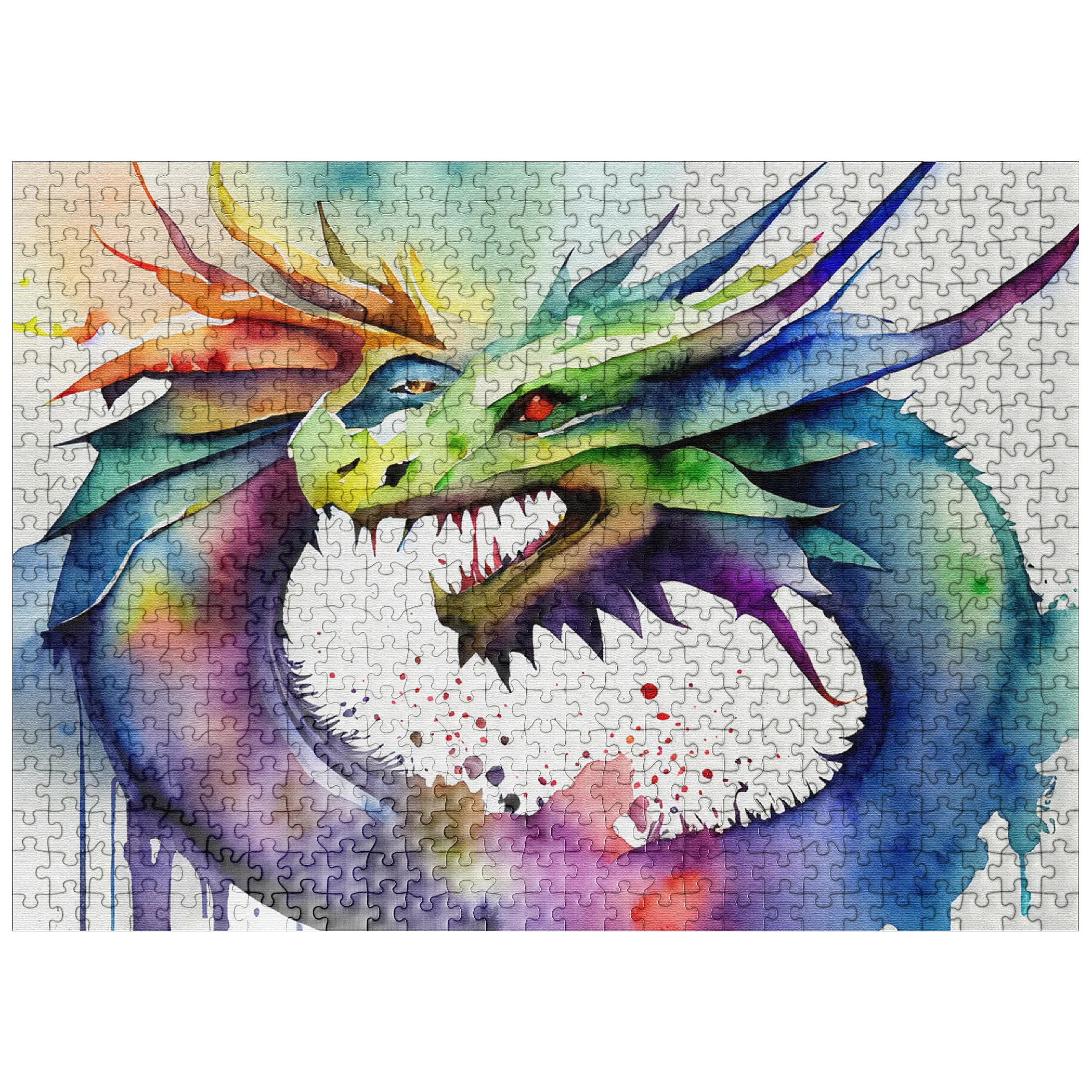 Abstract Watercolor Dragon Twin Flames Fantasy Canvas