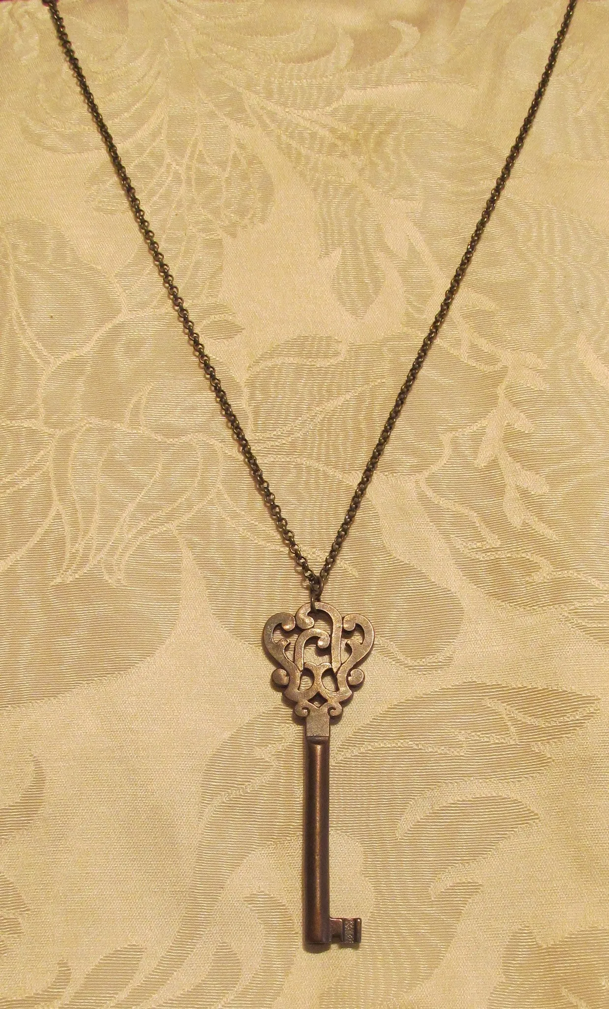 Antique Bronze Key Necklace Ornate Antique Skeleton Key