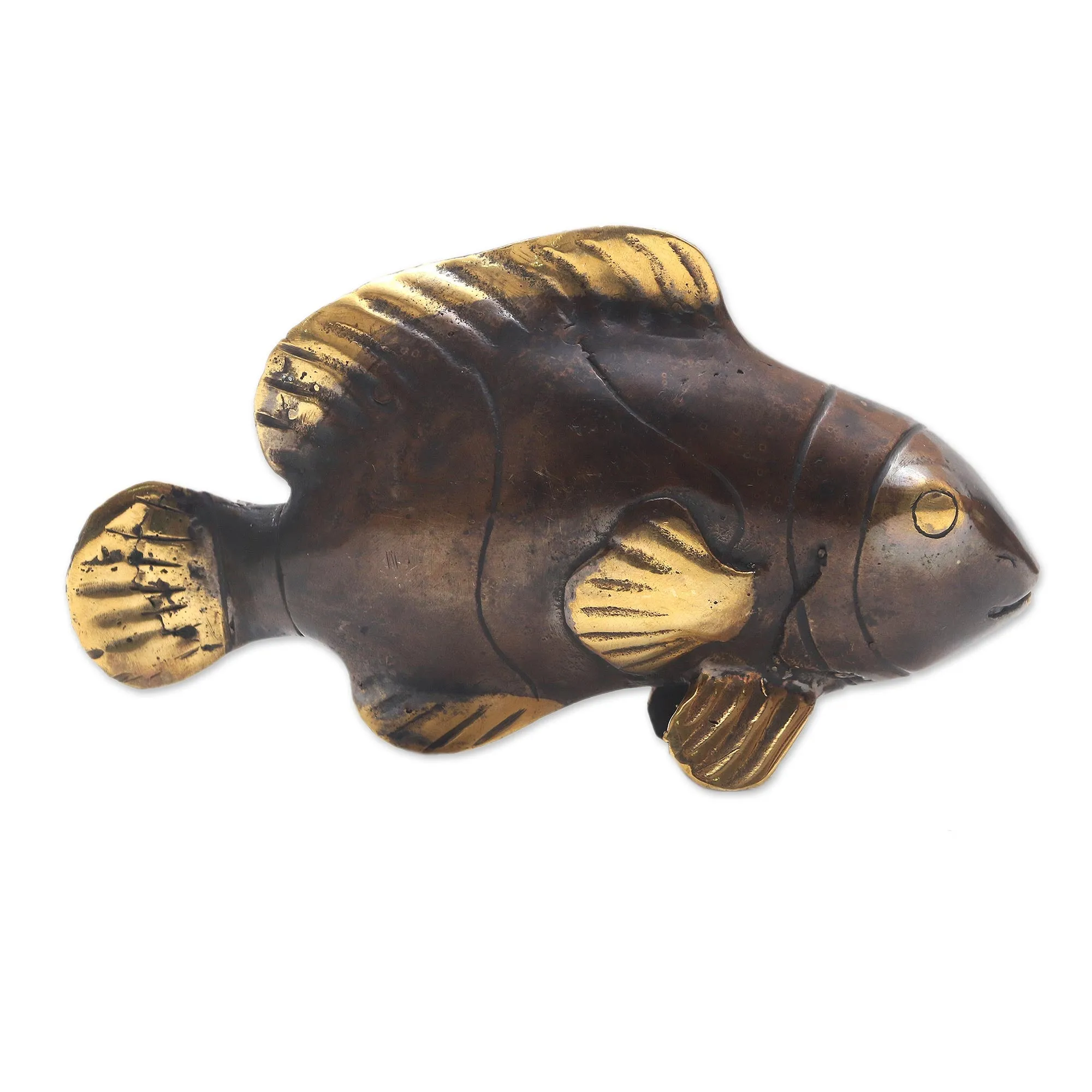 Antique Clownfish Handcrafted Balinese Bronze Clownfish Figurine