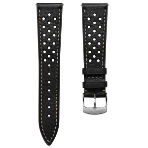 Beaufort Racing Badalassi Carlo Minerva Box Leather Perforated Watch Strap - Black