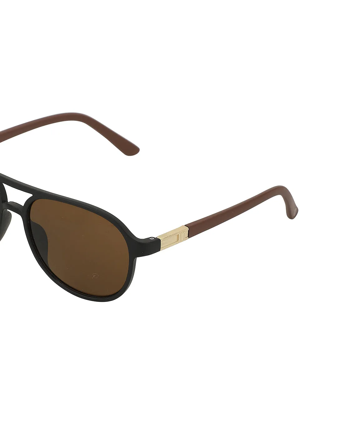 Black With Brown Toned Rectangle Unisex Sunglass With Uv Protected Lens