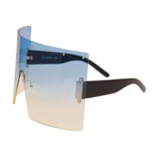 Blue Flat Top Shield Sunglasses