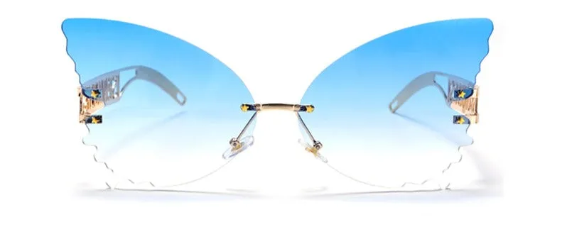 Blue Gradient Butterfly Large Lens Sunglasses