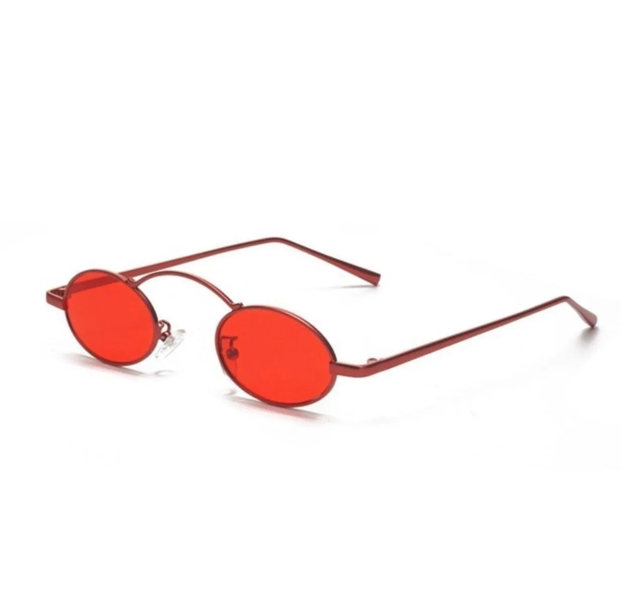 Bold Red Oval Lens Sunglasses