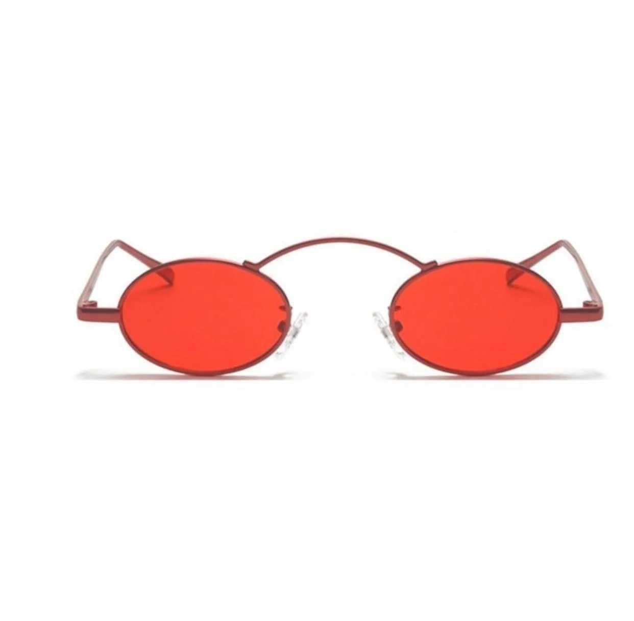 Bold Red Oval Lens Sunglasses