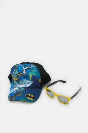 Boys Blue Batman Sunglasses With Cap (2 Piece)