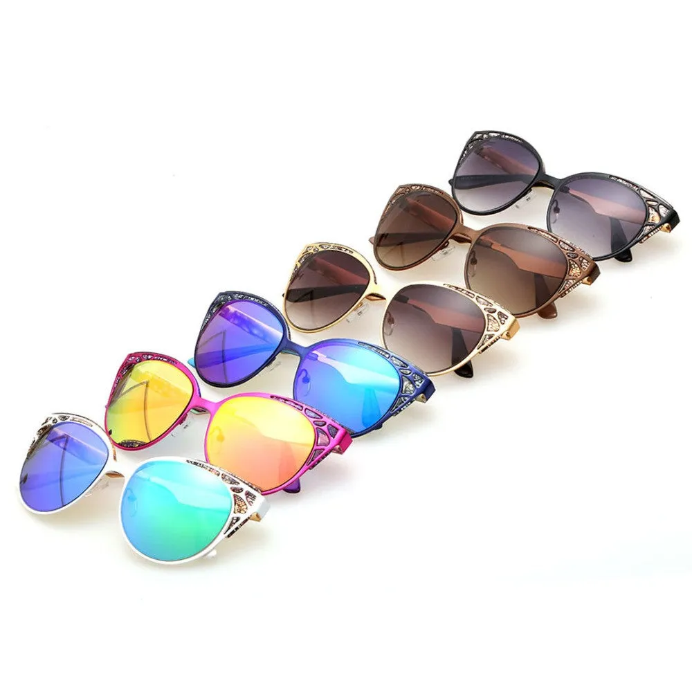 Brand Design Cat Eye Sunglasses Women High Quality Metal Frame Openwork Mesh Modeling Sun Glasses Oculos UV400