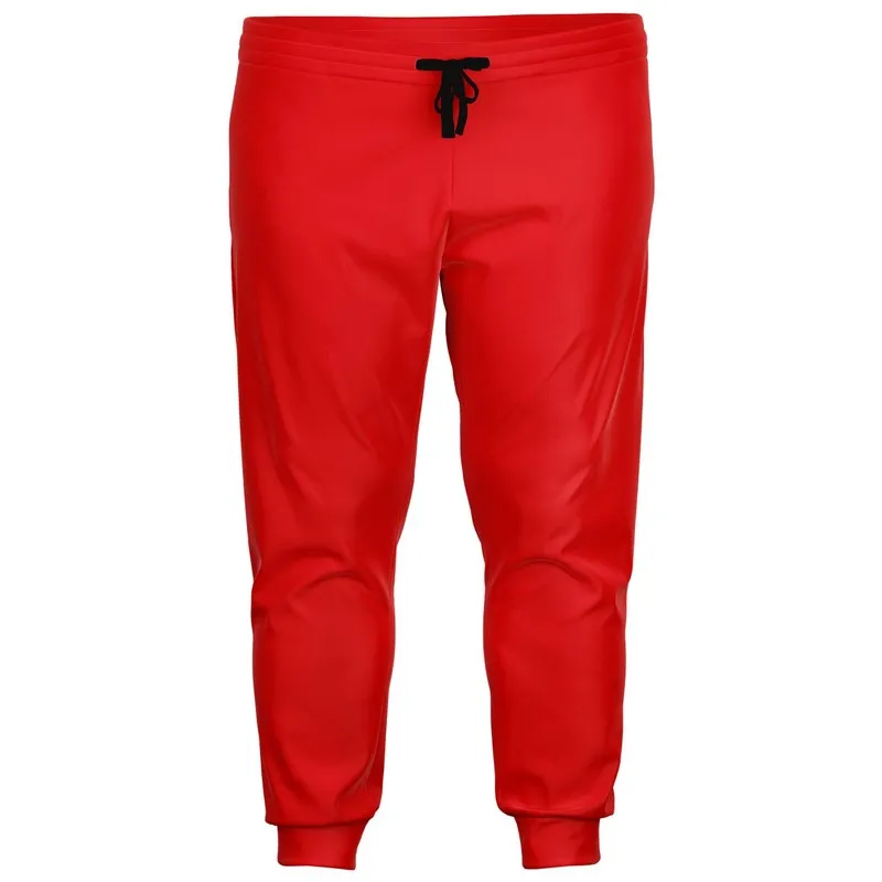 Bright Red Joggers | Unisex | with PLUS sizes | Bright Pure Red | C0M100Y100K0