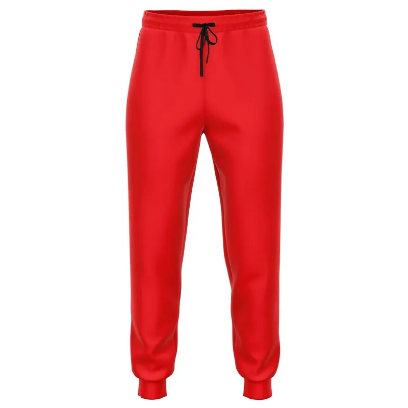 Bright Red Joggers | Unisex | with PLUS sizes | Bright Pure Red | C0M100Y100K0