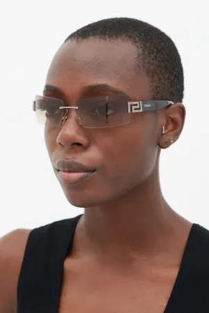 Brown & Silver 2017B Rectangular Sunglasses