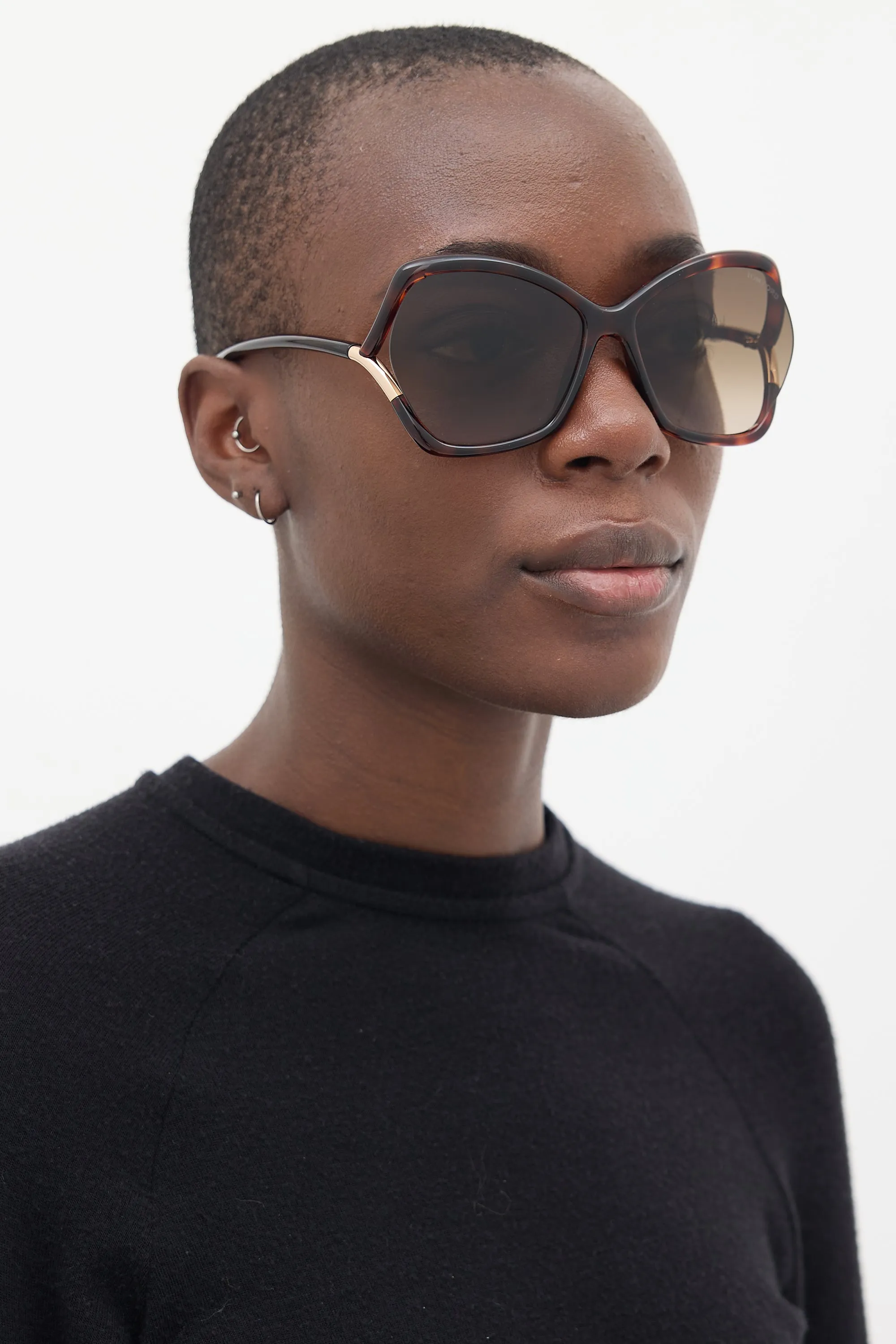 Brown Marbled Astrid-02 TF579 Tapered Square Sunglasses