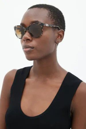 Brown Textured 4246 Oversized Square Sunglasses