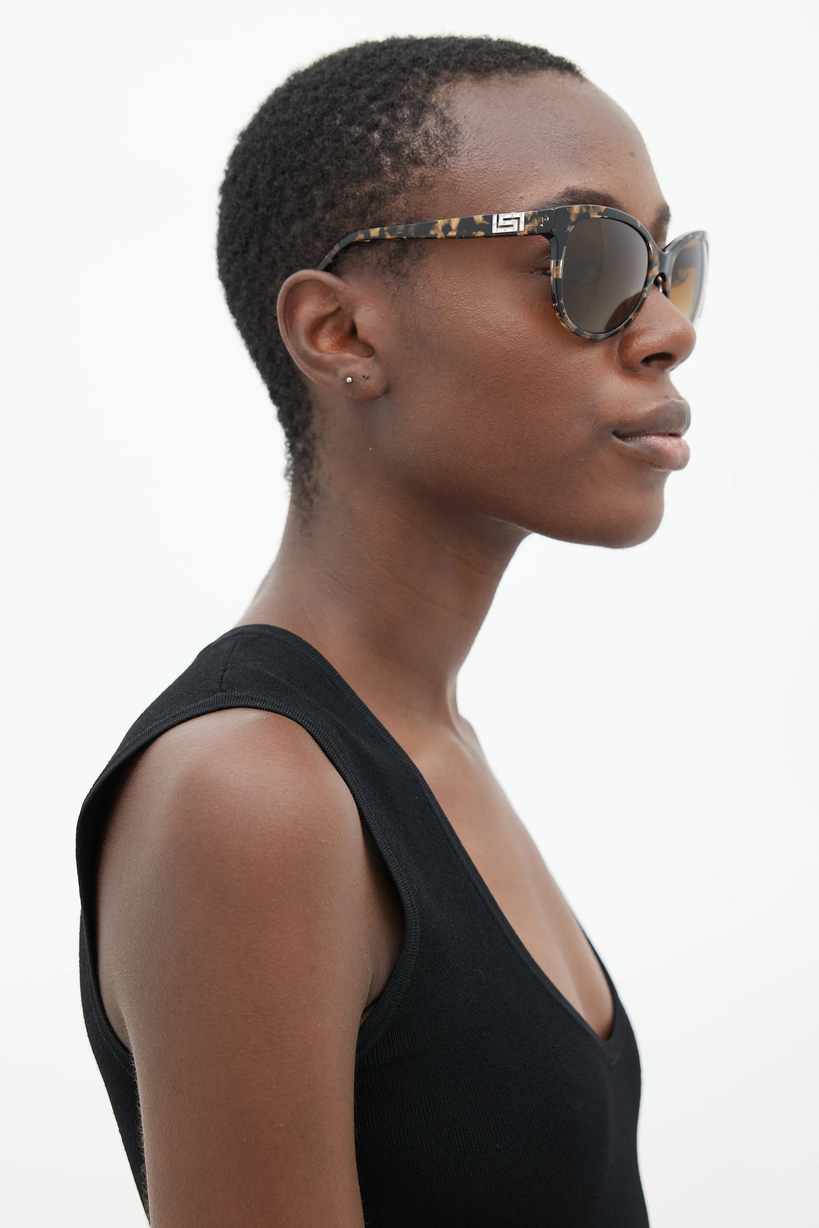 Brown Textured 4246 Oversized Square Sunglasses