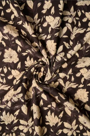 Charcoal Floral Pattern Printed Summer Pure Cotton Fabric