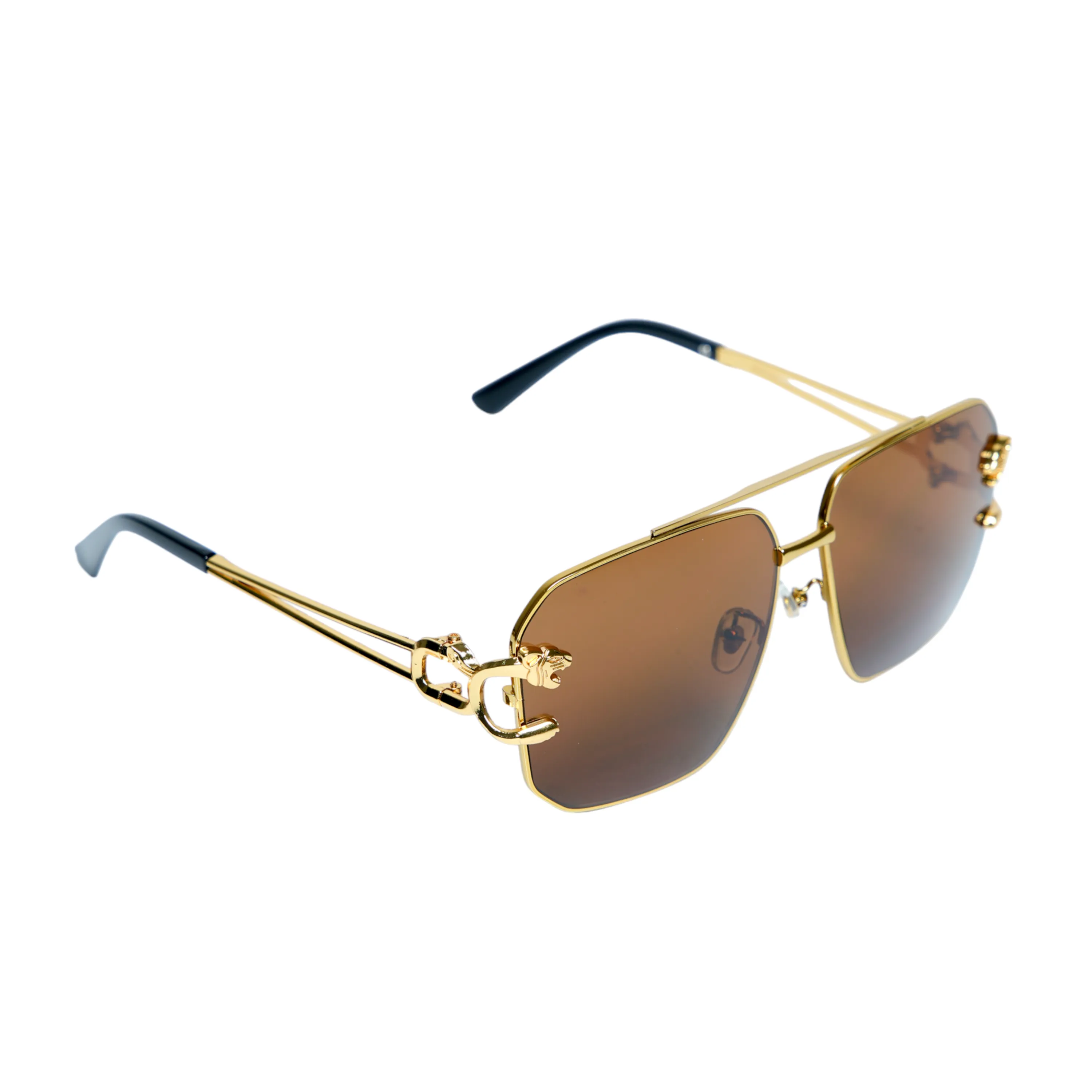 Chokore Chic Double Bridge Aviator Sunglasses (Golden & Brown)