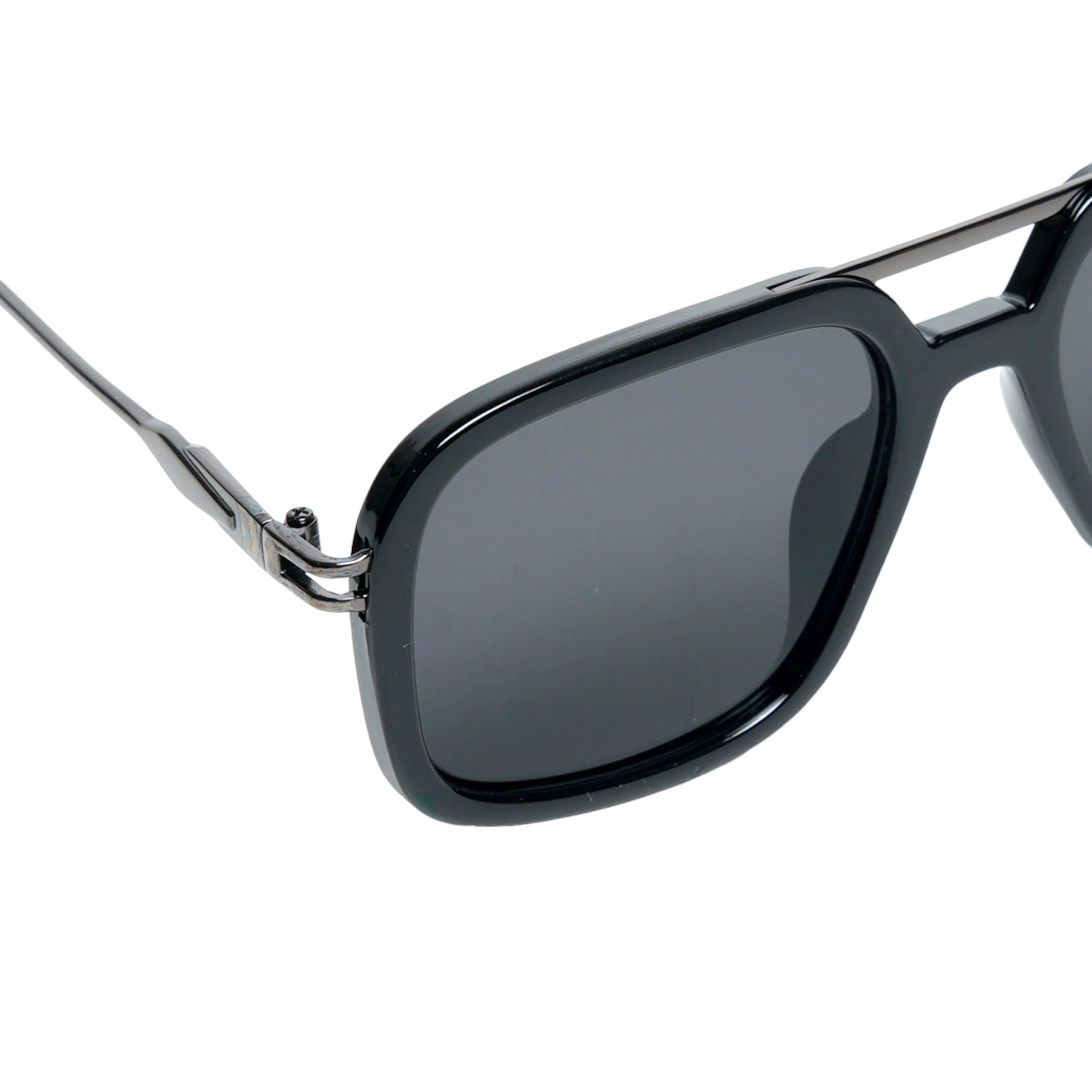 Chokore Square Sunglasses with Metal Temple (Black)