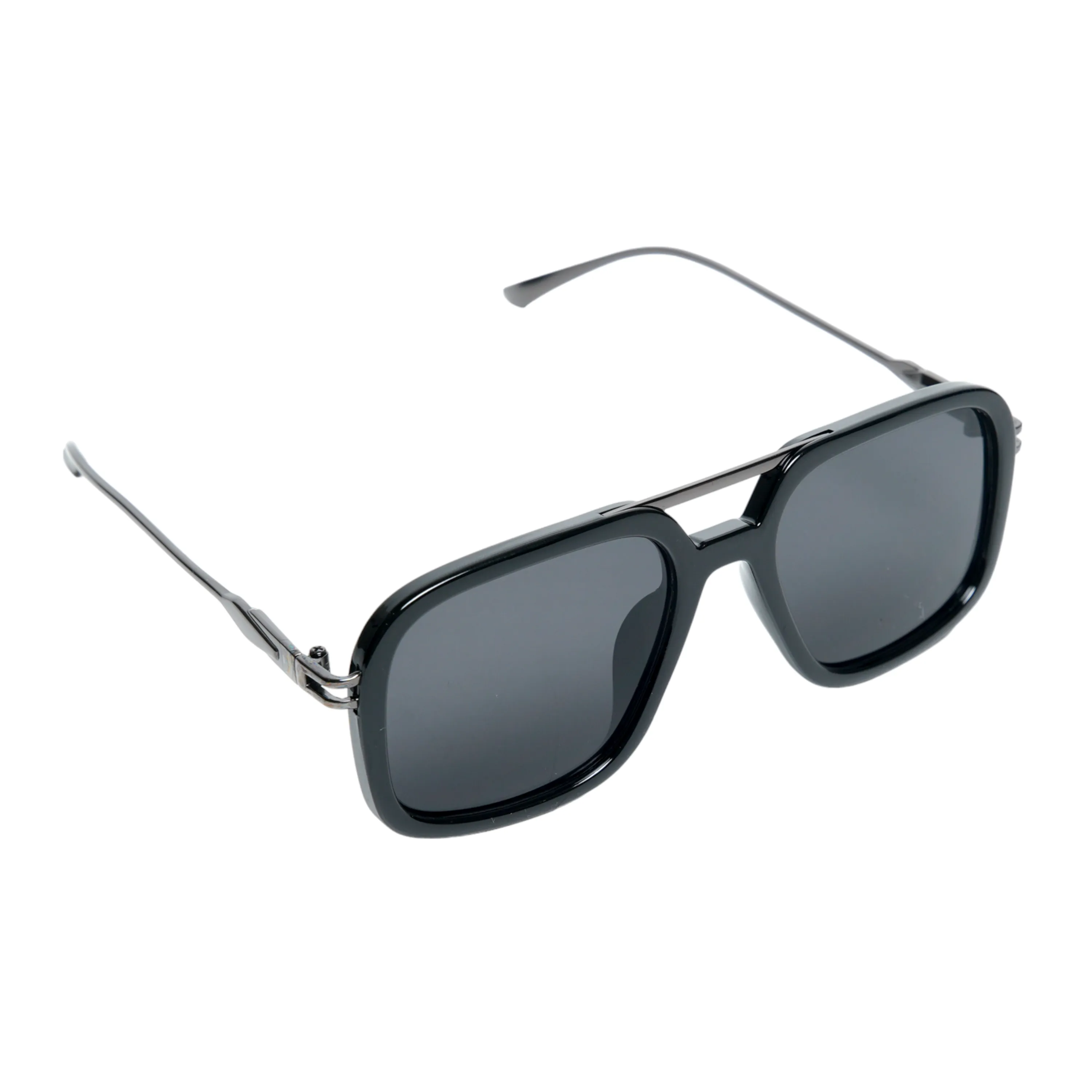 Chokore Square Sunglasses with Metal Temple (Black)