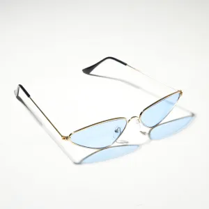 Chokore Triangular Cat-eye Metal Sunglasses (Blue & Gold)