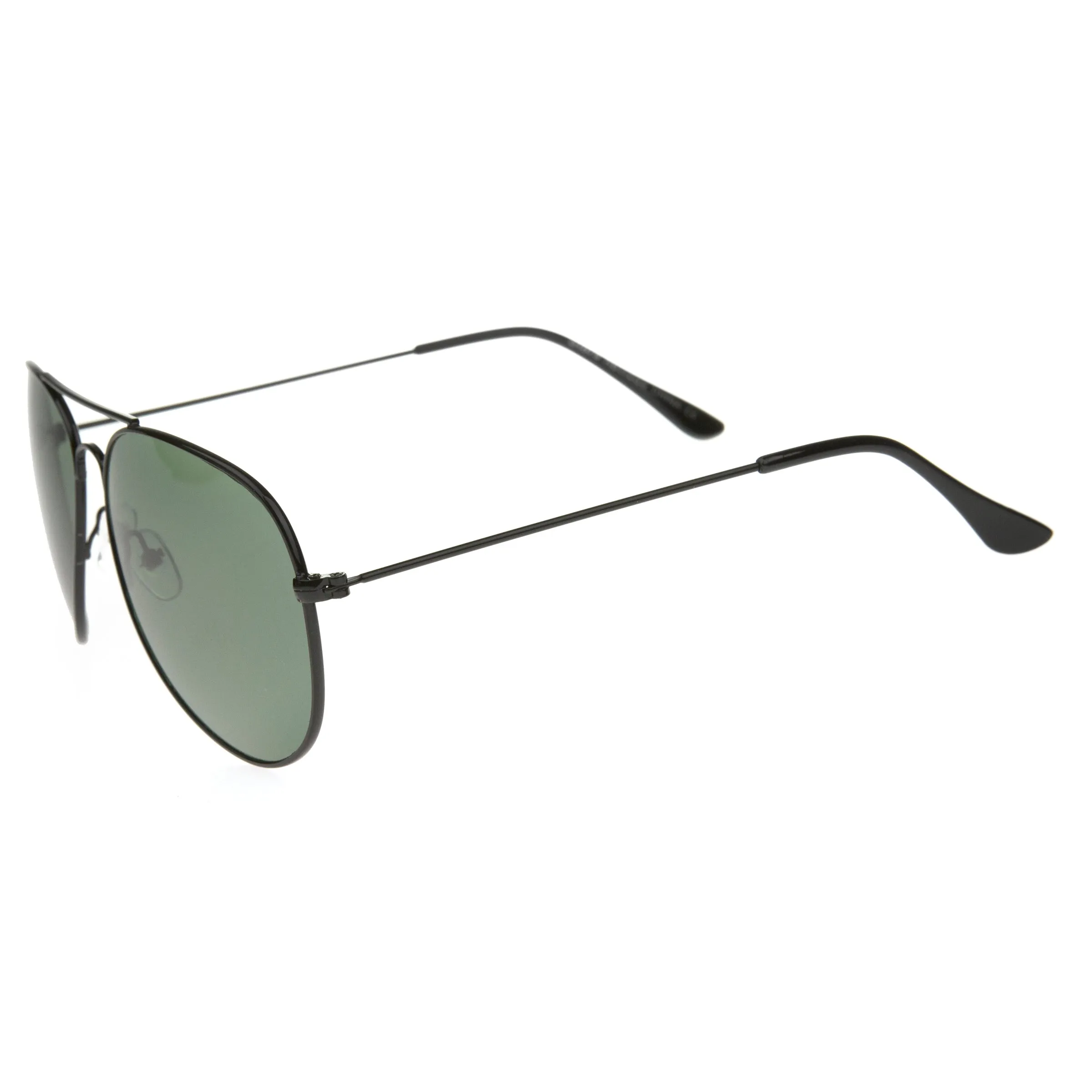 Classic Crossbar Full Metal Frame Green Lens Aviator Sunglasses A293