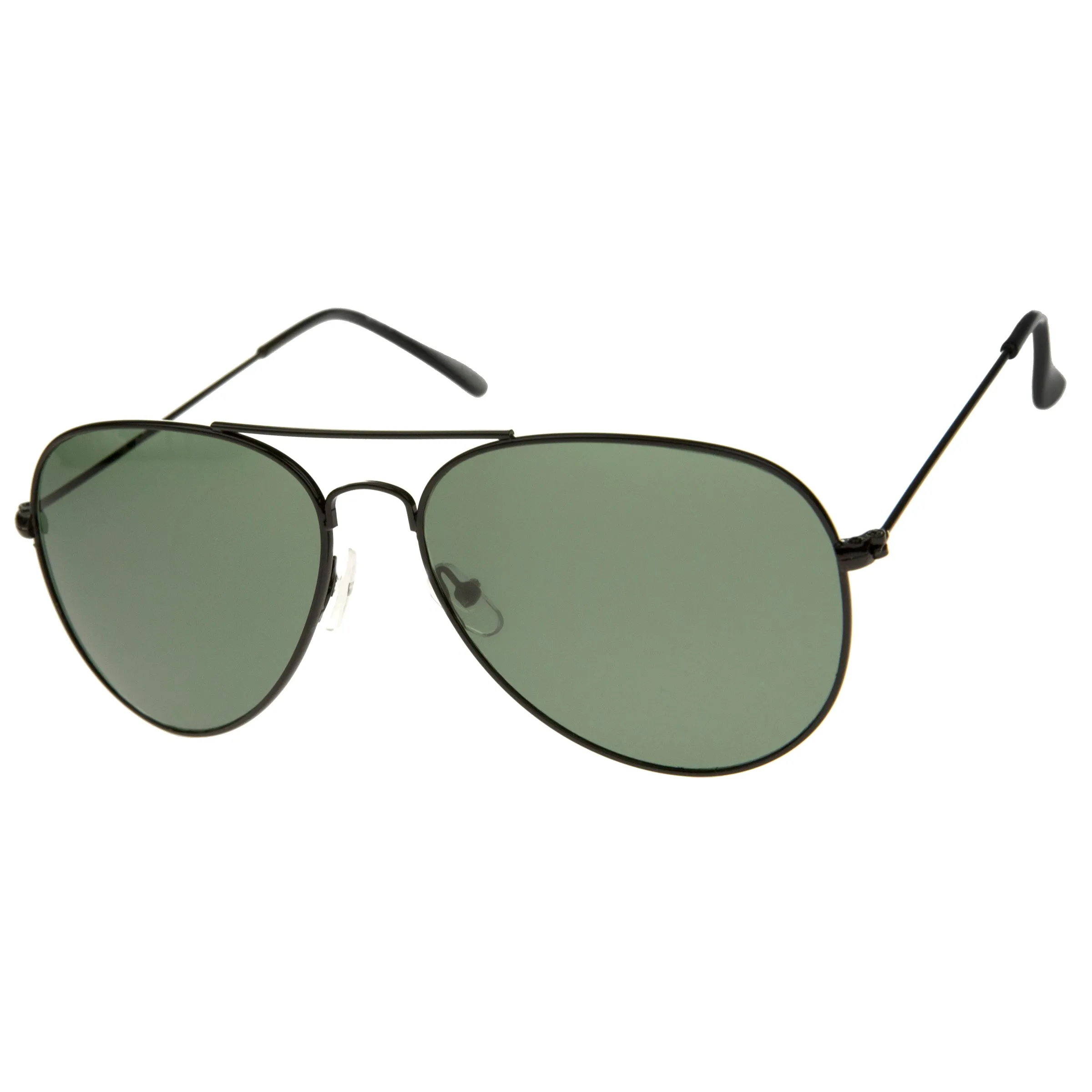 Classic Crossbar Full Metal Frame Green Lens Aviator Sunglasses A293