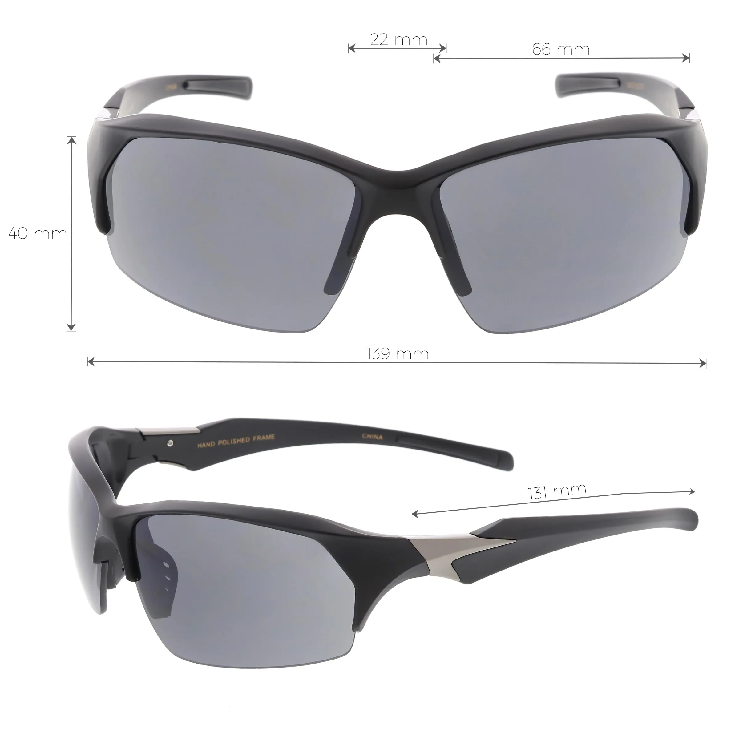 Competition Half Frame TR-90 Sports Wrap Sunglasses C807