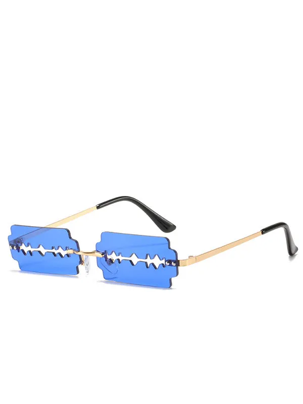 Cutout Blade Rimless Sunglasses