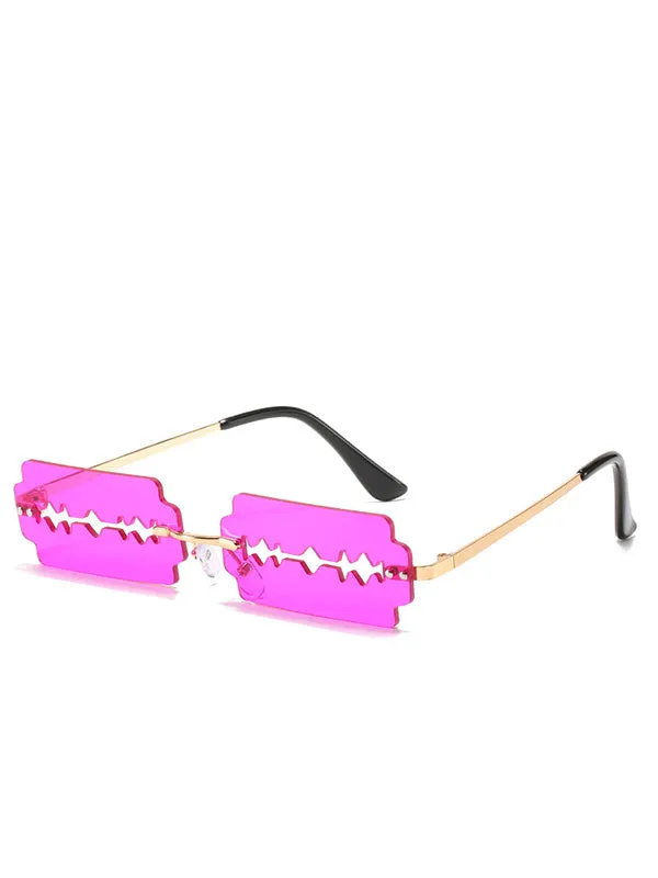 Cutout Blade Rimless Sunglasses