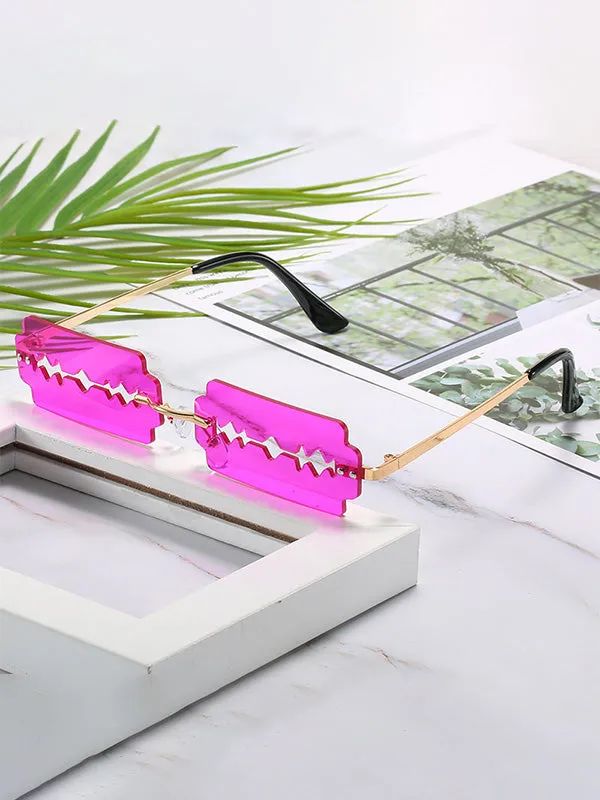 Cutout Blade Rimless Sunglasses