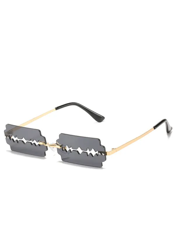 Cutout Blade Rimless Sunglasses