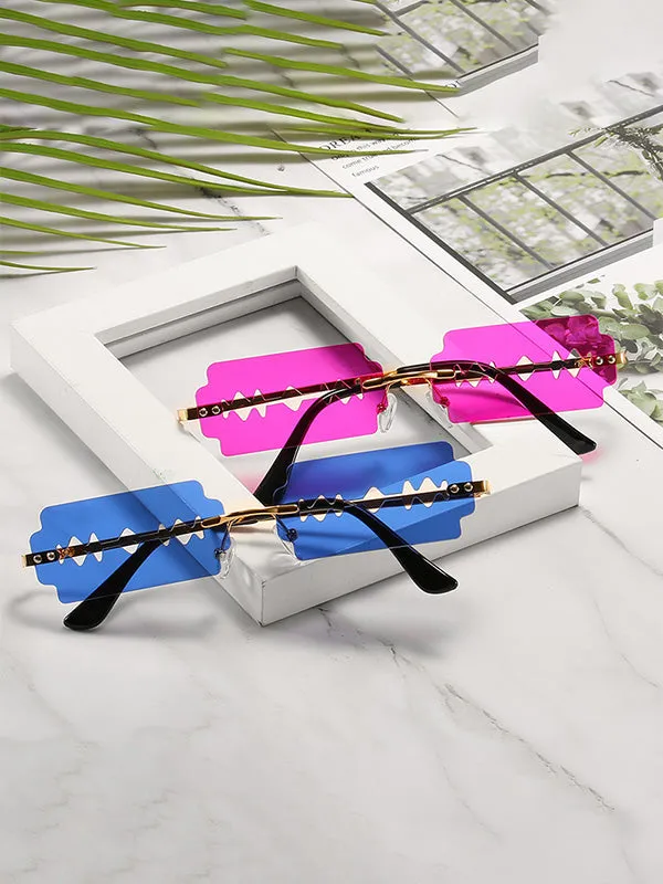 Cutout Blade Rimless Sunglasses