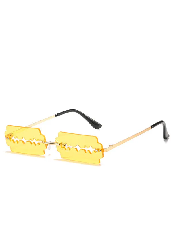 Cutout Blade Rimless Sunglasses