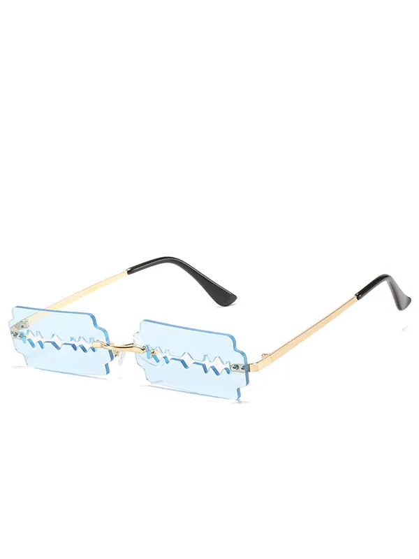 Cutout Blade Rimless Sunglasses