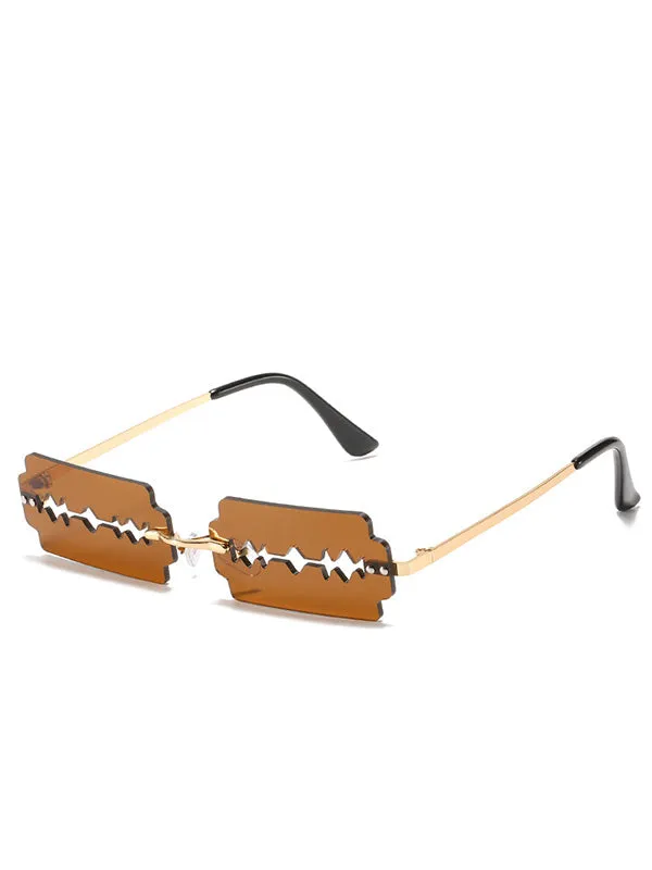 Cutout Blade Rimless Sunglasses