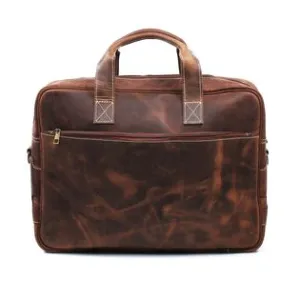 Dark brown leather laptop bag