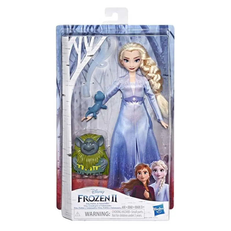 Disney Frozen Elsa Fashion Doll in Travel Outfit Inspired by Frozen 2 with Pabbie and Salamander Figures