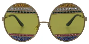 Dolce & Gabbana Crystal Embellished Gold Oval Sunglasses