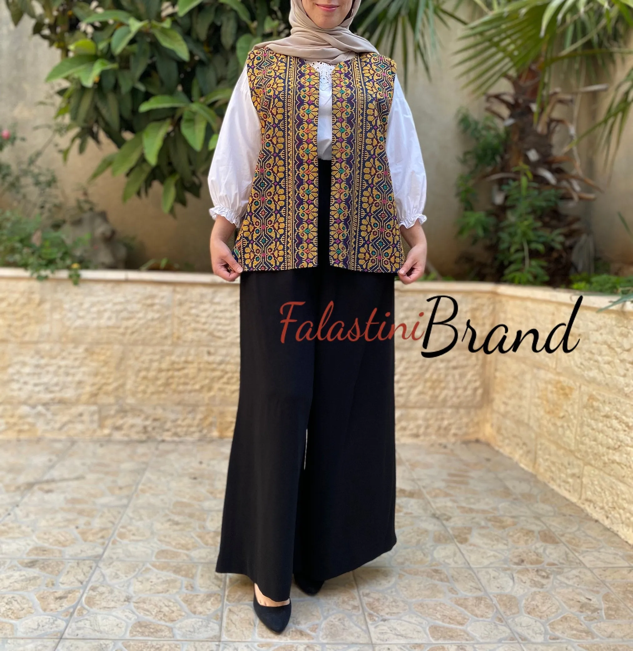 Elegant Palestinian Navy Embroidered Best