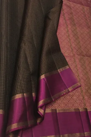 Exquisite Brown Kanjeevaram Pure Silk Saree Handloom