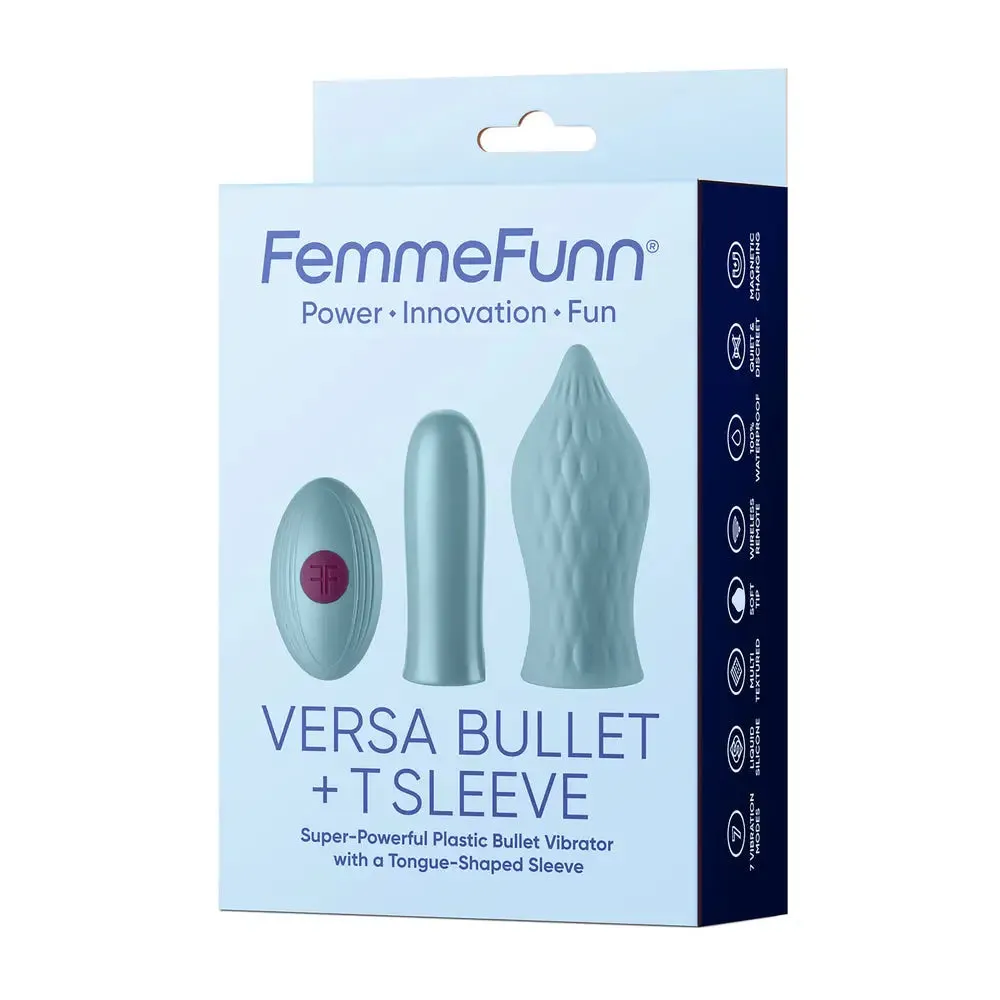 Femmefunn Silicone Blue Rechargeable Bullet Vibrator with Sleeve