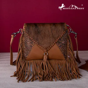 Genuine Leather Hair-On Cowhide Fringe Bohemian Crossbody