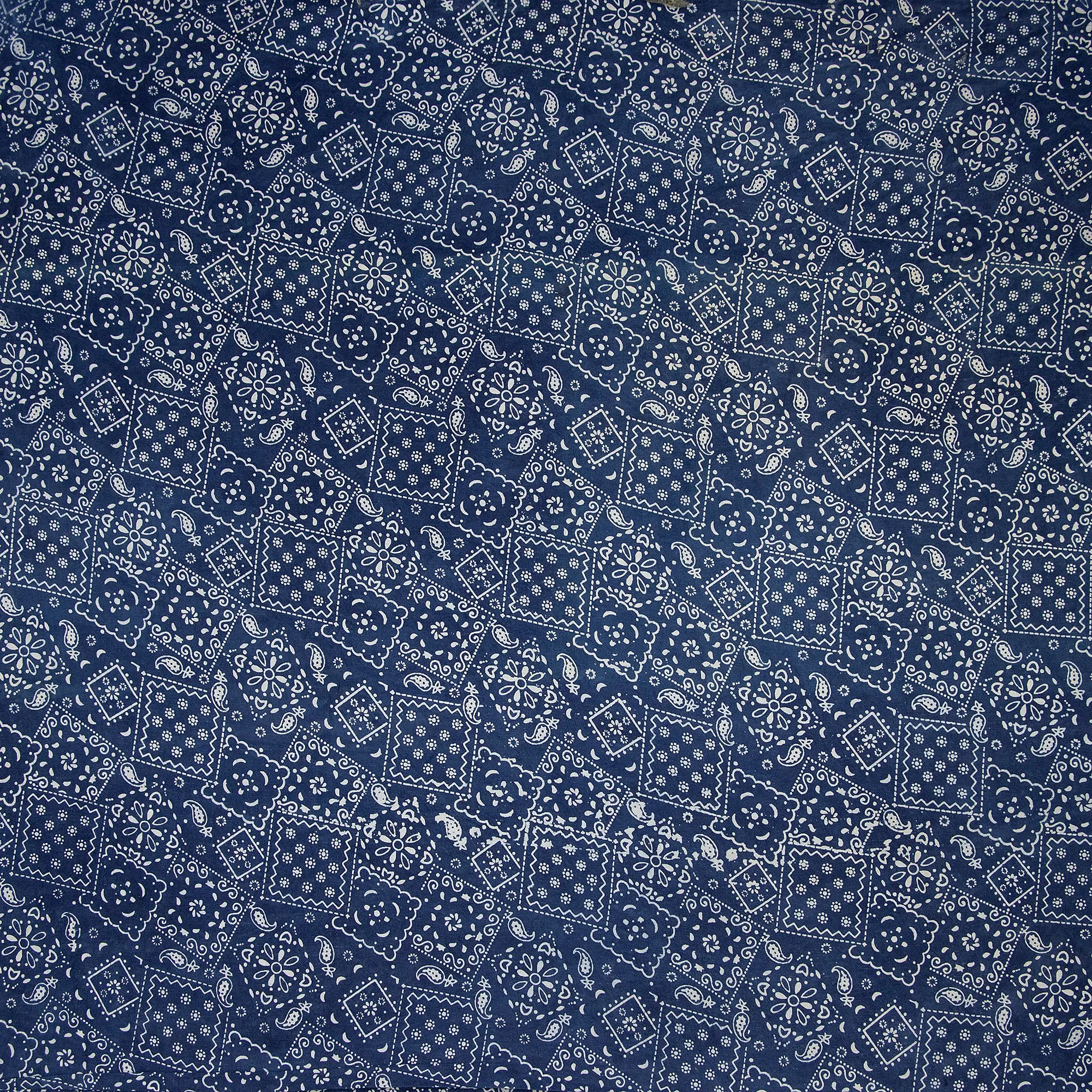 Geometrical Hand Block Printed Pure Cotton Indigo Fabric